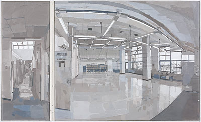 アトリエと通路(絵画)